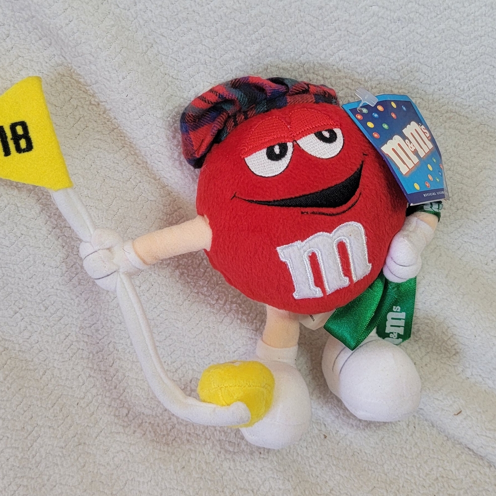 M&M'S Red Plush with Plaid Hat and Yellow Flag